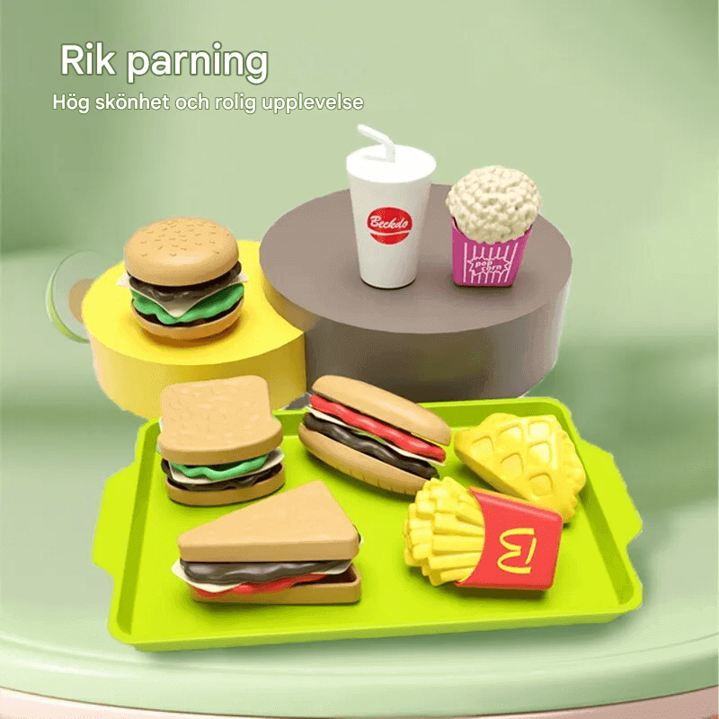 Mini Pretend Food Set - Realistischer Hamburger-Teller für Kinder-Rollenspiele
