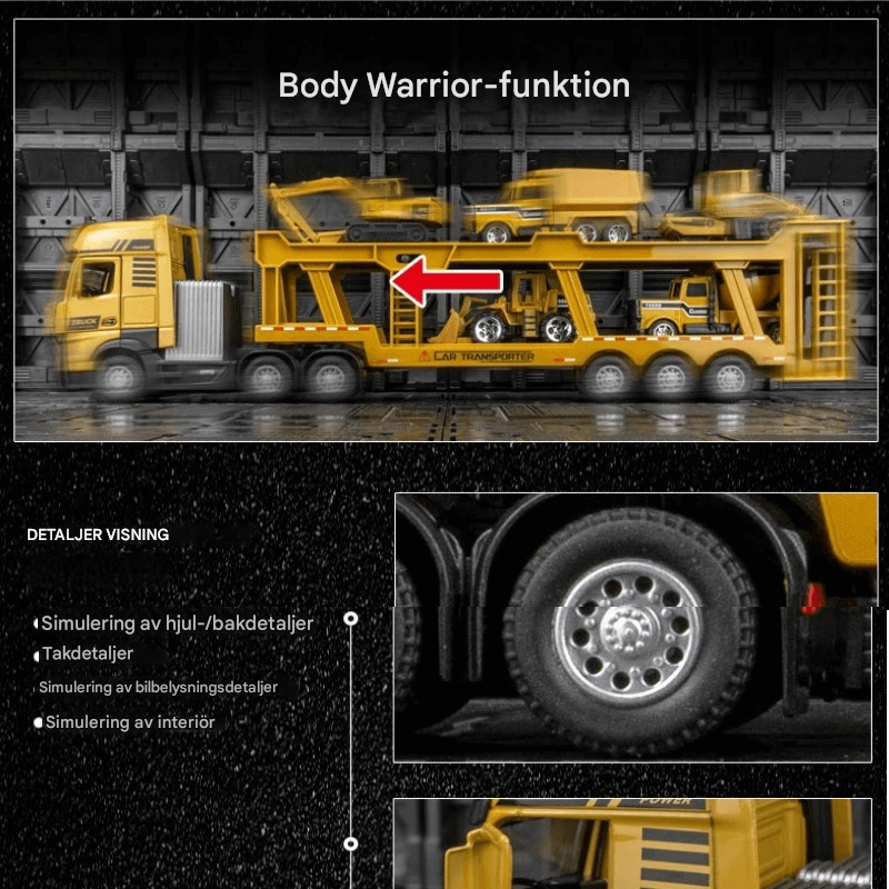 Simulierter Doppeldecker-Anhängerzug - Komplettes Modellset für Bauspielzeug und Sammler