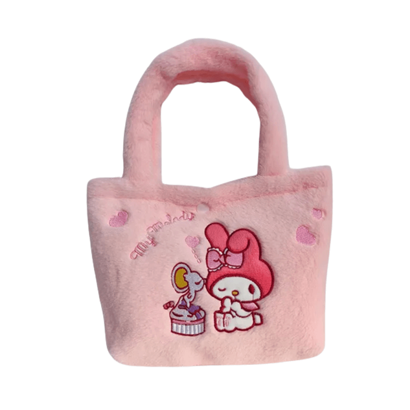 Sanrio Plüsch Tasche - Adorable Handtasche mit Zimtrolle, Melody & Kuromi