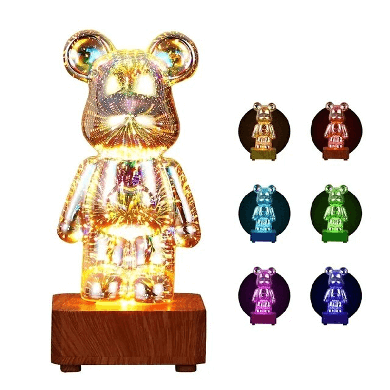 3D Bär Glas Nachtlicht Feuerwerk