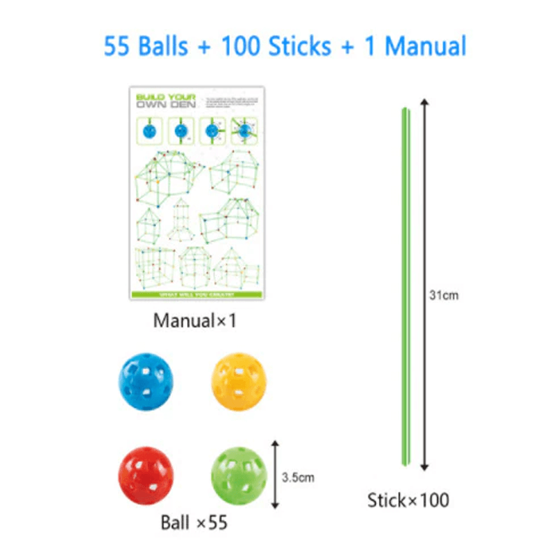 3D Spielhaus | Bausatz mit Stöcken DIY Do It Yourself Lernen für Kinder