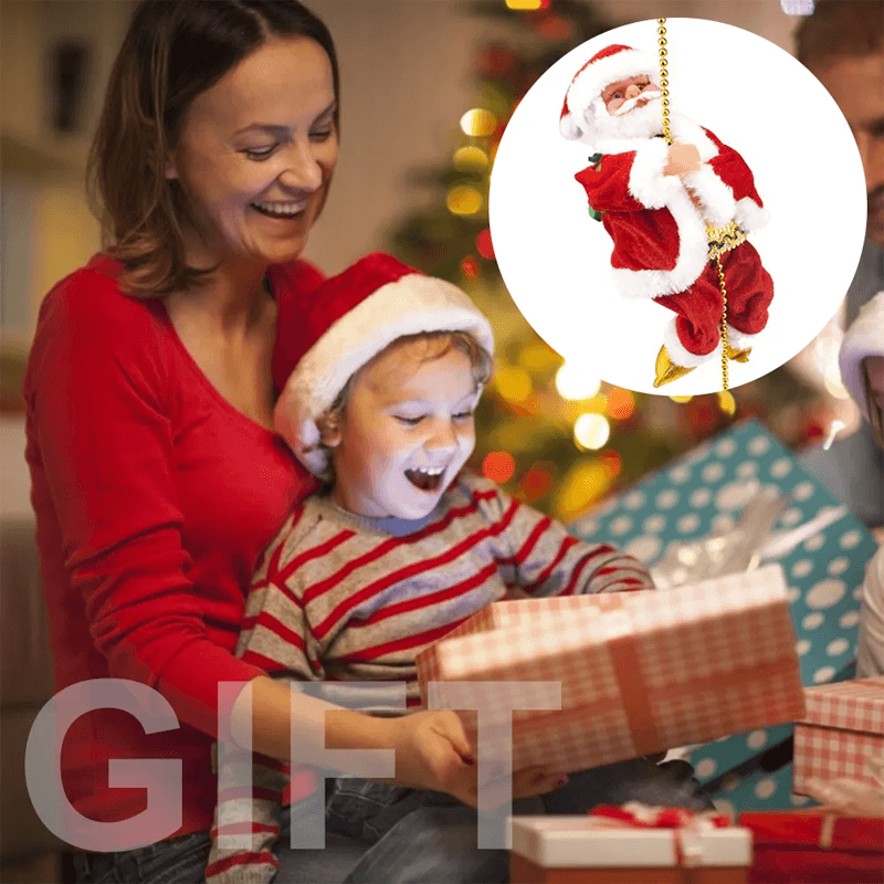 Kletternder Weihnachtsmann in hängender Kette - batteriebetrieben