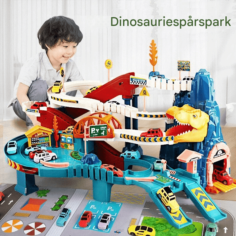 Dinosaurier-Eisenbahnpark-Spielzeugset - Kreative, baubare Strecke mit dynamischen Autos für Kinder
