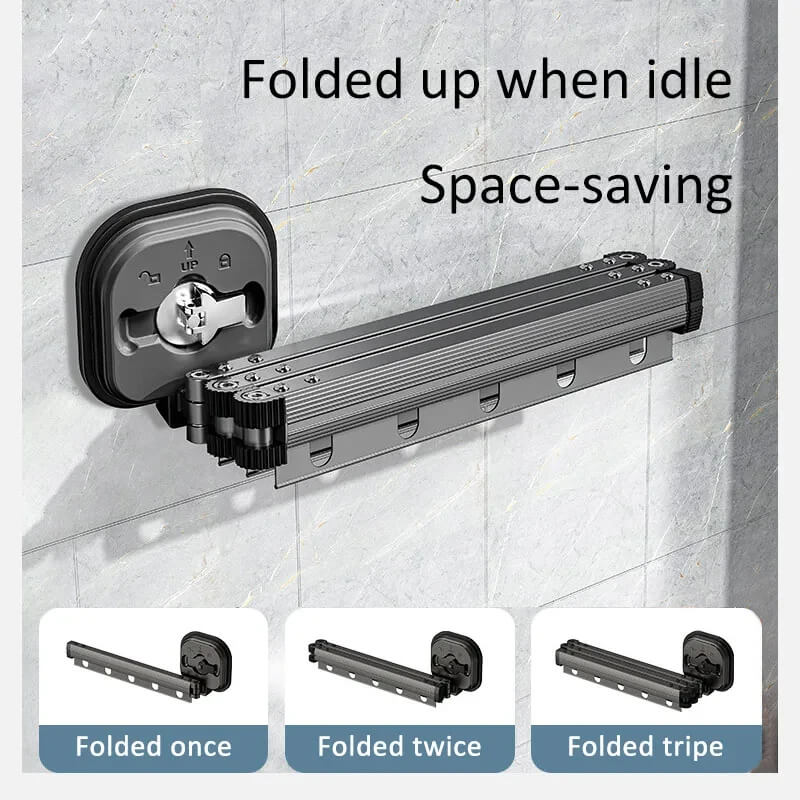 DryFold - Zusammenklappbares Wandtrockengestell mit Saugnäpfen für Platzersparnis