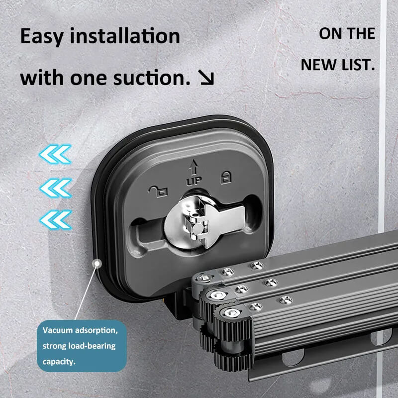 DryFold - Zusammenklappbares Wandtrockengestell mit Saugnäpfen für Platzersparnis