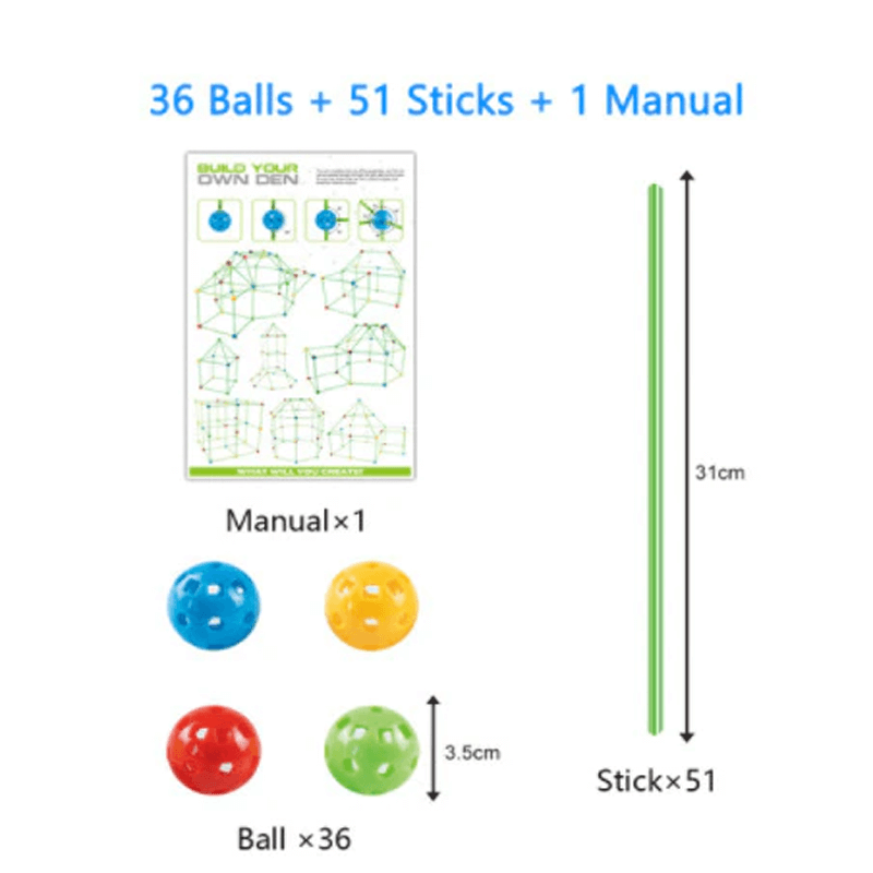3D Spielhaus | Bausatz mit Stöcken DIY Do It Yourself Lernen für Kinder