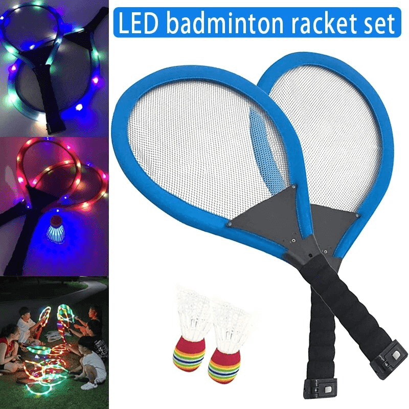 ShuttleGlow - Beleuchtetes Badminton-Set mit LED-Schlägern für das Spiel im Freien