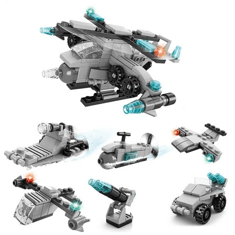 6-in-1-Bausatz-Fahrzeugset für Kinder | Feuerwehrauto, Panzer & Hubschrauber – STEM-Spielzeug für kreatives Spielen & Lernen (6–10 Jahre)
