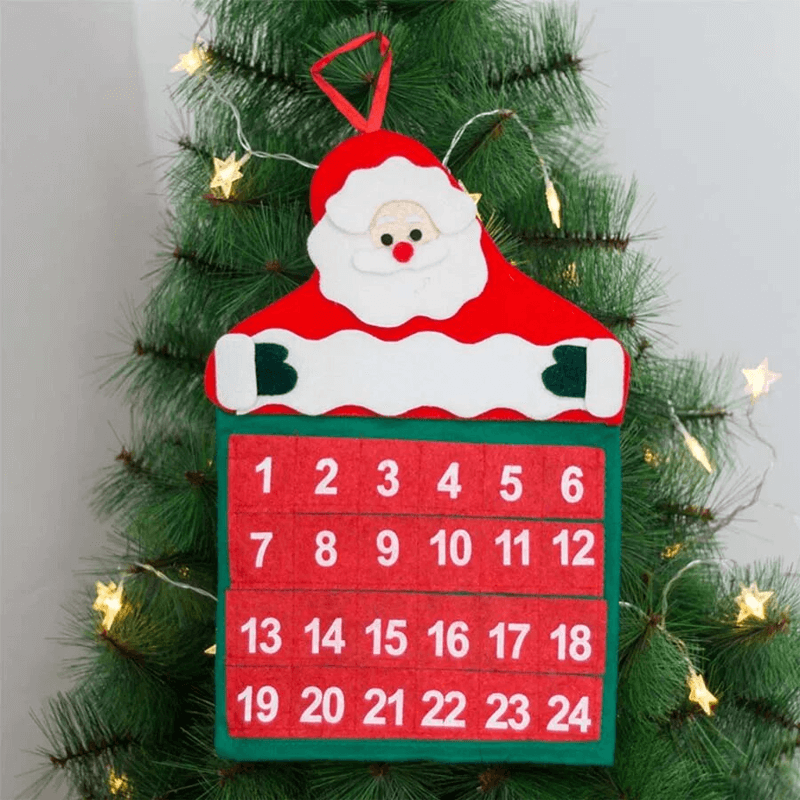 Stoff-Adventskalender Countdown - Weihnachtsmann 24 Tage