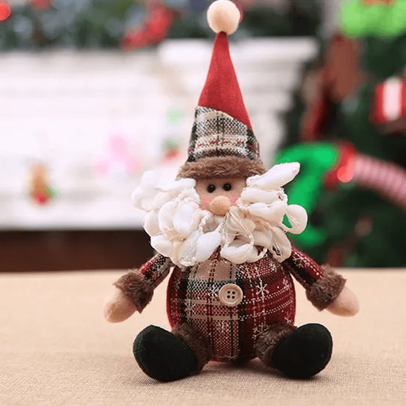 Weihnachtspuppe Ornament aus Stoff, mit oder ohne ausziehbaren Beinen - Weihnachtsdekoration, Weihnachtsmann, Elch, Schneemann