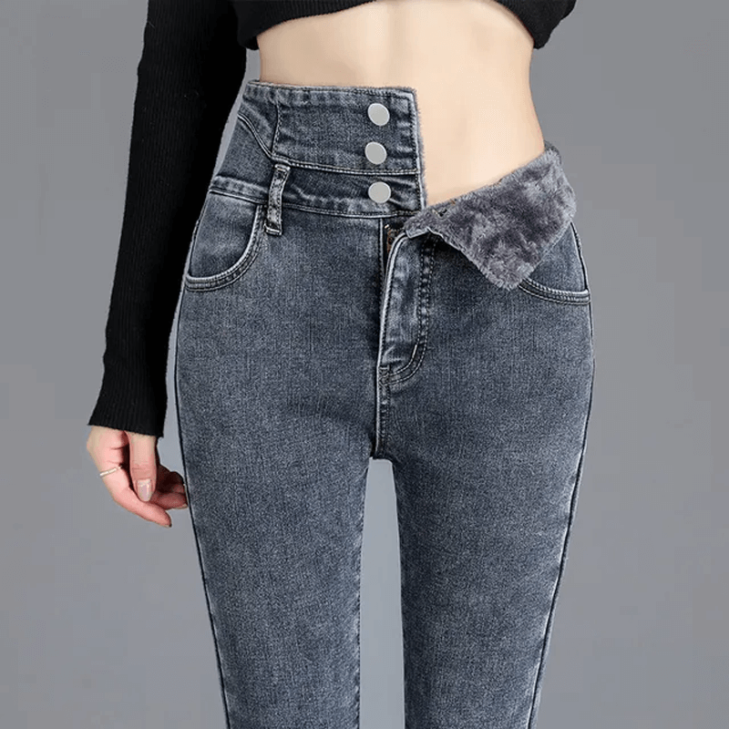 Thermische Winterjeans mit hoher Taille