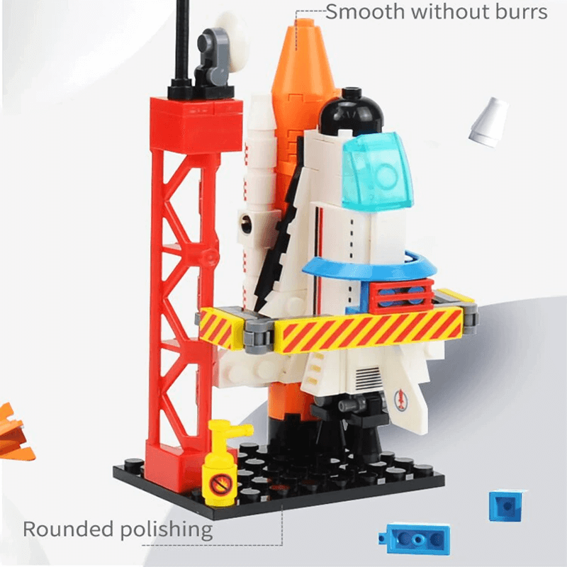 AstroPlay - Weltraumraketen-Bausatz mit Astronautenfigur und Startrampenblock für Kinder