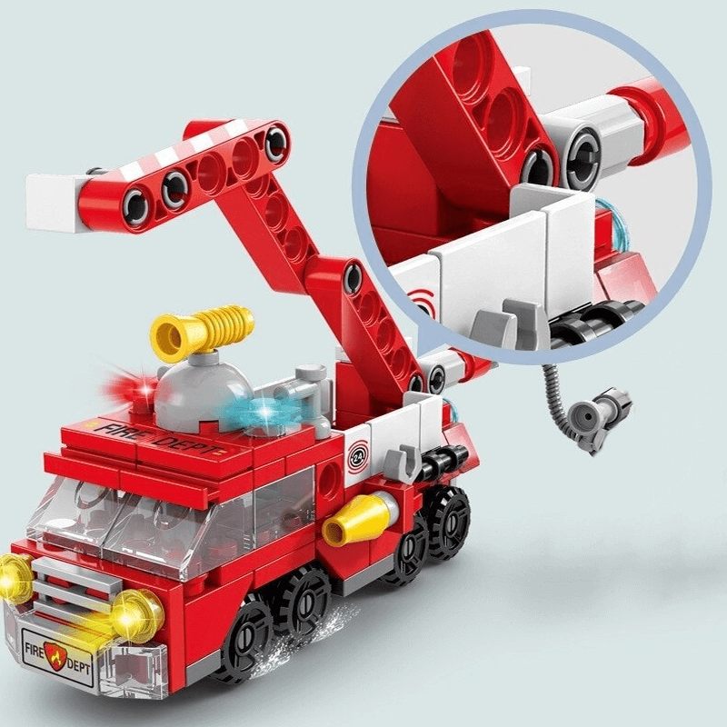 6-in-1-Bausatz-Fahrzeugset für Kinder | Feuerwehrauto, Panzer & Hubschrauber – STEM-Spielzeug für kreatives Spielen & Lernen (6–10 Jahre)