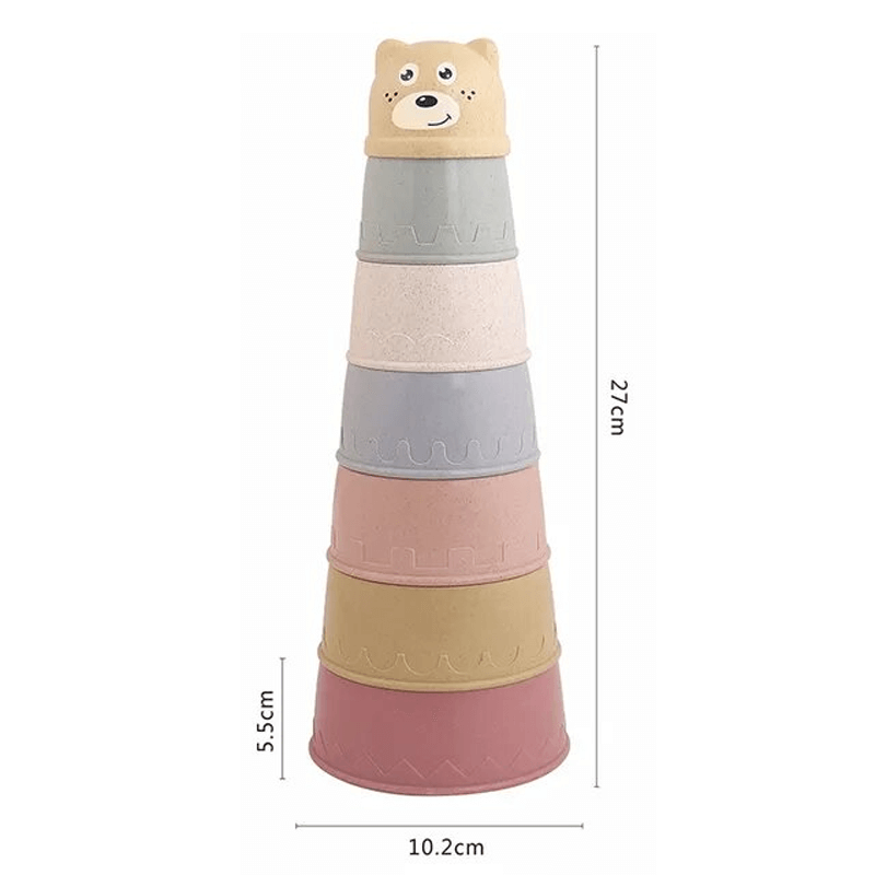 Stacking Cups für Baby & Kleinkinder | Buntes Badespielzeug aus Kunststoff - Sensorisches Spielen ab 6+ Monaten