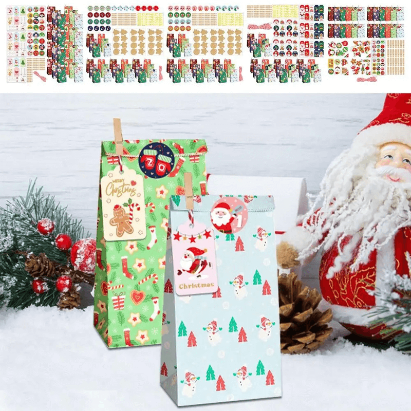 24x Mehrfarbige Weihnachtstüten - Fertige Geschenktüten