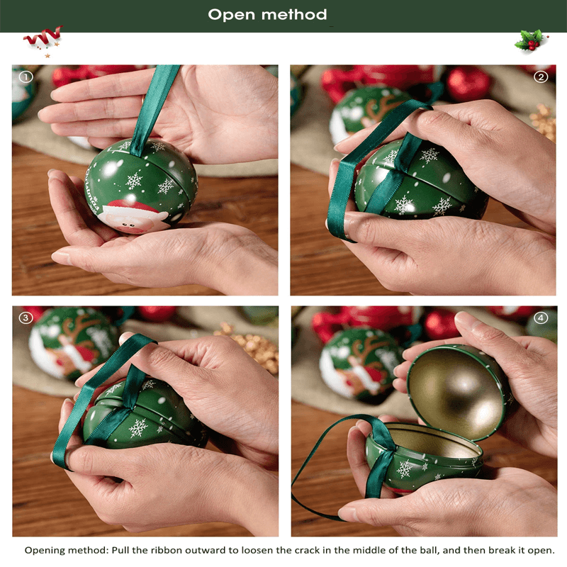 Christmas Ball Candy Box Weihnachtsdekoration - Füllen Sie mit Süßigkeiten & Schockiert, Weihnachtsmann, Elch, Schneemann