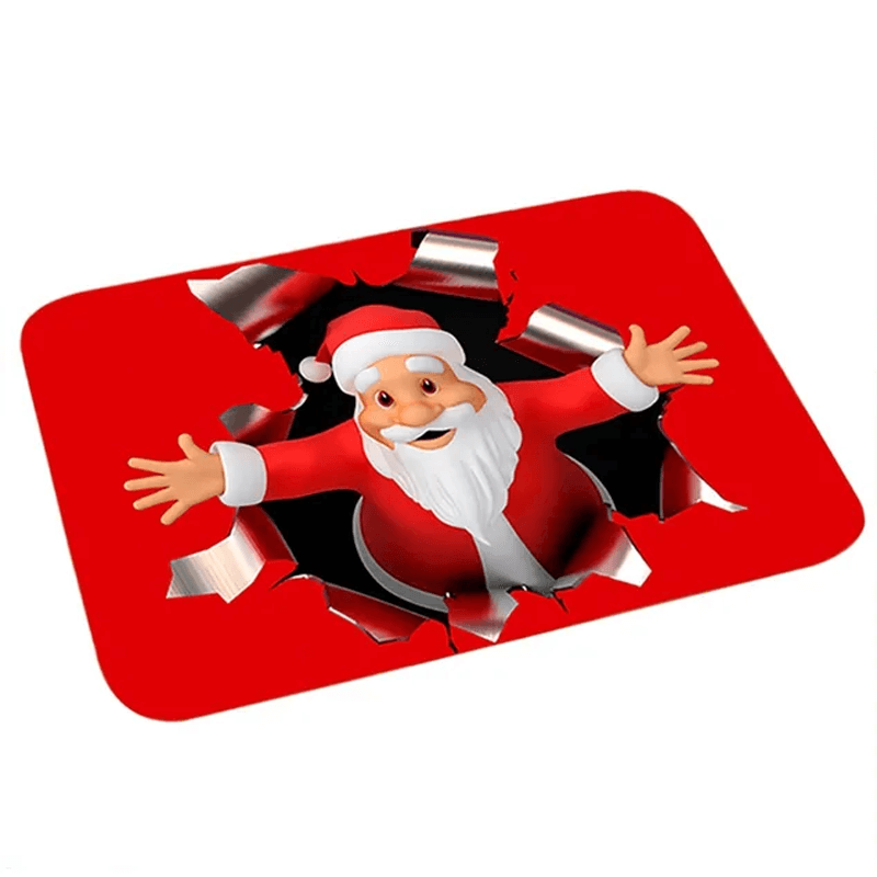 60x40 cm Willkommensflanell-Weihnachtsteppich - Frohe Weihnachten, Weihnachtsmann, Stern, Rentier