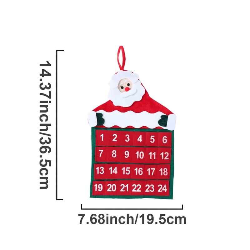 Stoff-Adventskalender Countdown - Weihnachtsmann 24 Tage