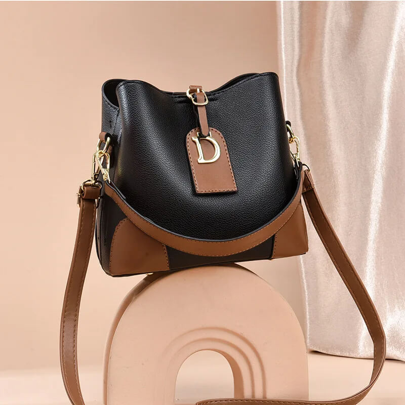 Modeva - Designer inspirierte Vintage Lederhandtasche mit Eimer und Schulterriemen