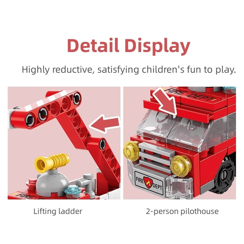 6-in-1-Bausatz-Fahrzeugset für Kinder | Feuerwehrauto, Panzer & Hubschrauber – STEM-Spielzeug für kreatives Spielen & Lernen (6–10 Jahre)