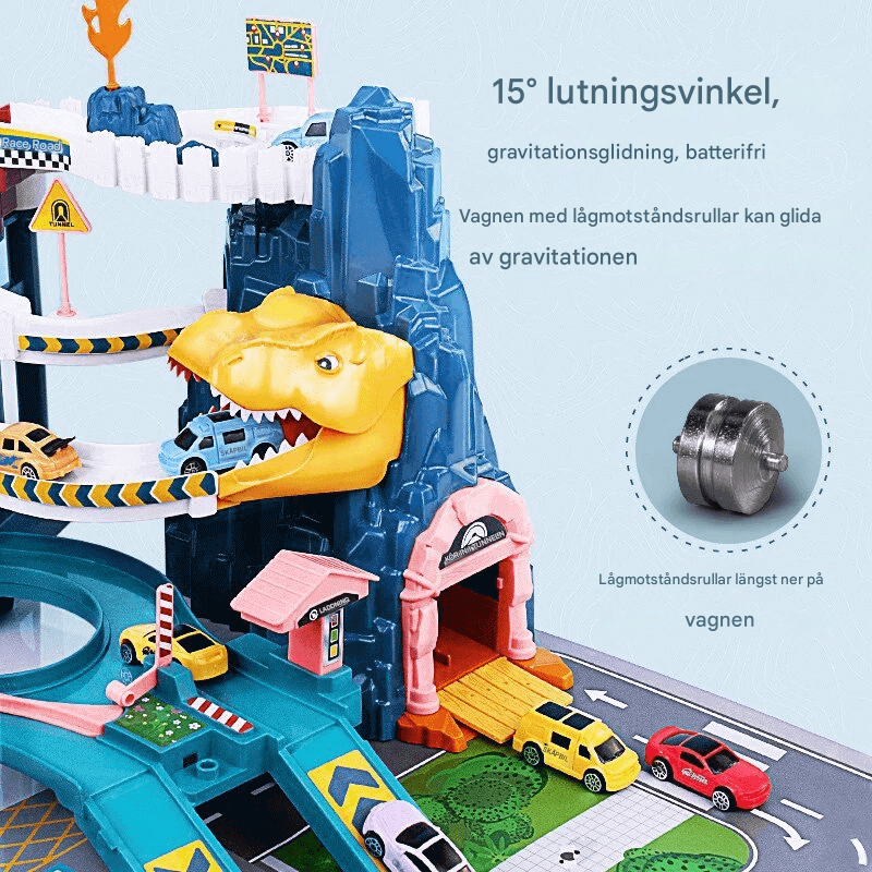 Dinosaurier-Eisenbahnpark-Spielzeugset - Kreative, baubare Strecke mit dynamischen Autos für Kinder