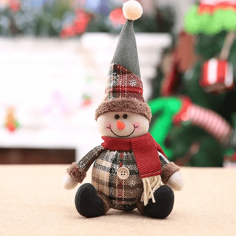 Weihnachtspuppe Ornament aus Stoff, mit oder ohne ausziehbaren Beinen - Weihnachtsdekoration, Weihnachtsmann, Elch, Schneemann