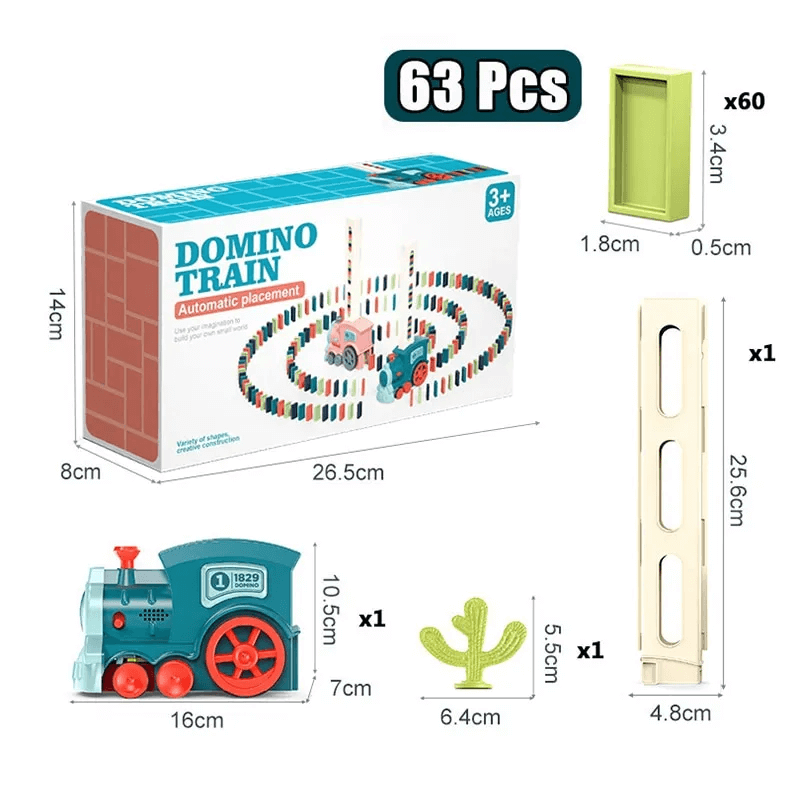 Automatischer Domino-Zug für Kinder | Selbstaufstellende Dominosteine mit Licht und Sound – Pädagogisches STEM-Spielzeug (ab 3 Jahren)