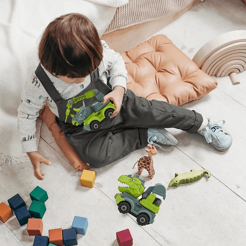 Mini-Dinosaurier-Fahrzeugbaukasten - Spielen und Lernen mit kreativen Kombinationen