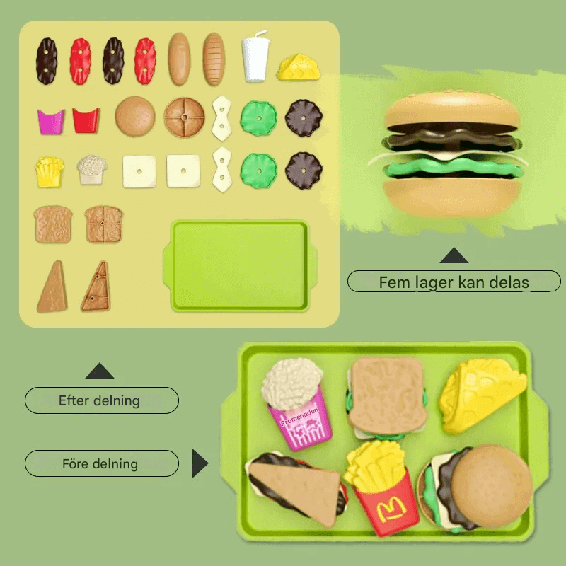 Mini Pretend Food Set - Realistischer Hamburger-Teller für Kinder-Rollenspiele
