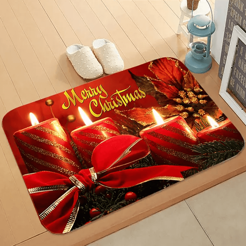 60x40 cm Willkommensflanell-Weihnachtsteppich - Frohe Weihnachten, Weihnachtsmann, Stern, Rentier
