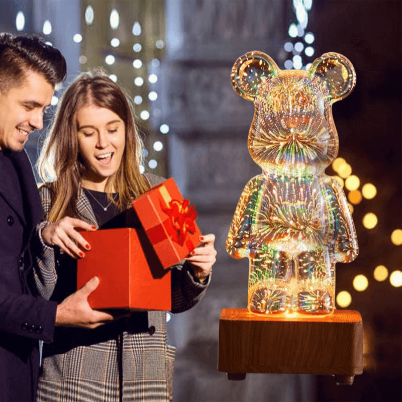 3D Bär Glas Nachtlicht Feuerwerk