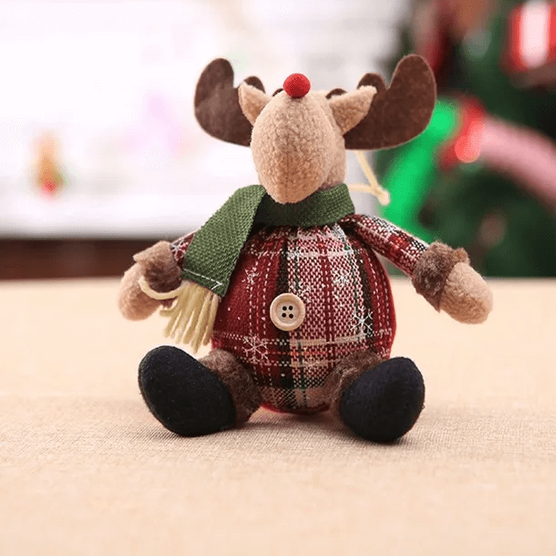 Weihnachtspuppe Ornament aus Stoff, mit oder ohne ausziehbaren Beinen - Weihnachtsdekoration, Weihnachtsmann, Elch, Schneemann