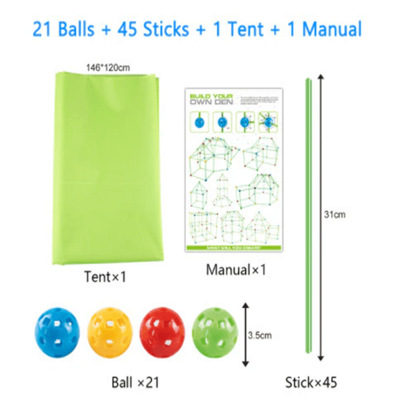 3D Spielhaus | Bausatz mit Stöcken DIY Do It Yourself Lernen für Kinder