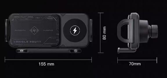 ChargeMount - Einstellbarer Smart Car Phone Halter mit 15W Wireless Charging Pad für klappbare Bildschirme