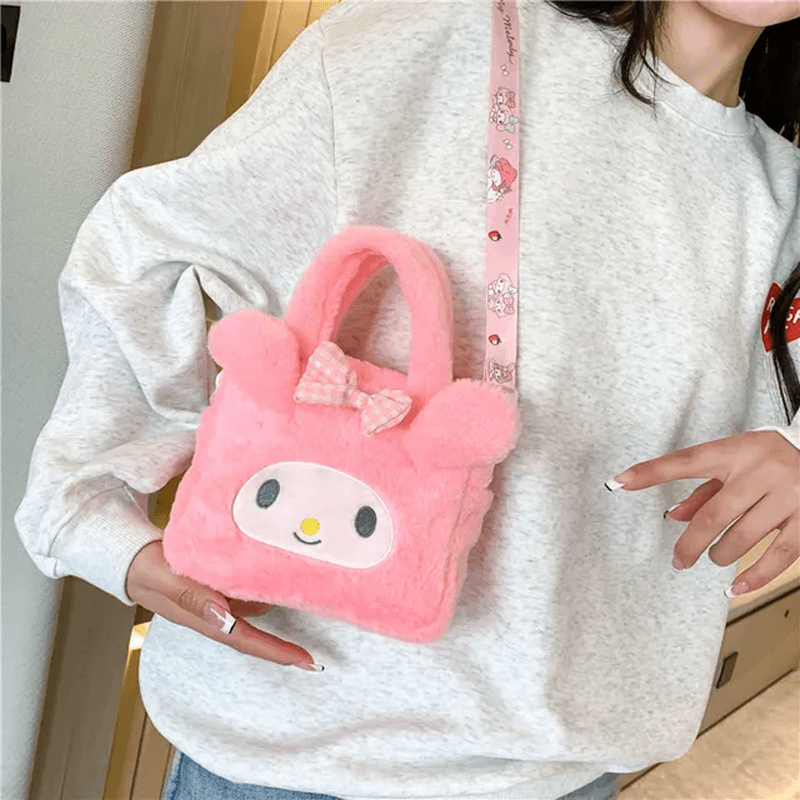 Sanrio Plüsch Tasche - Adorable Handtasche mit Zimtrolle, Melody & Kuromi