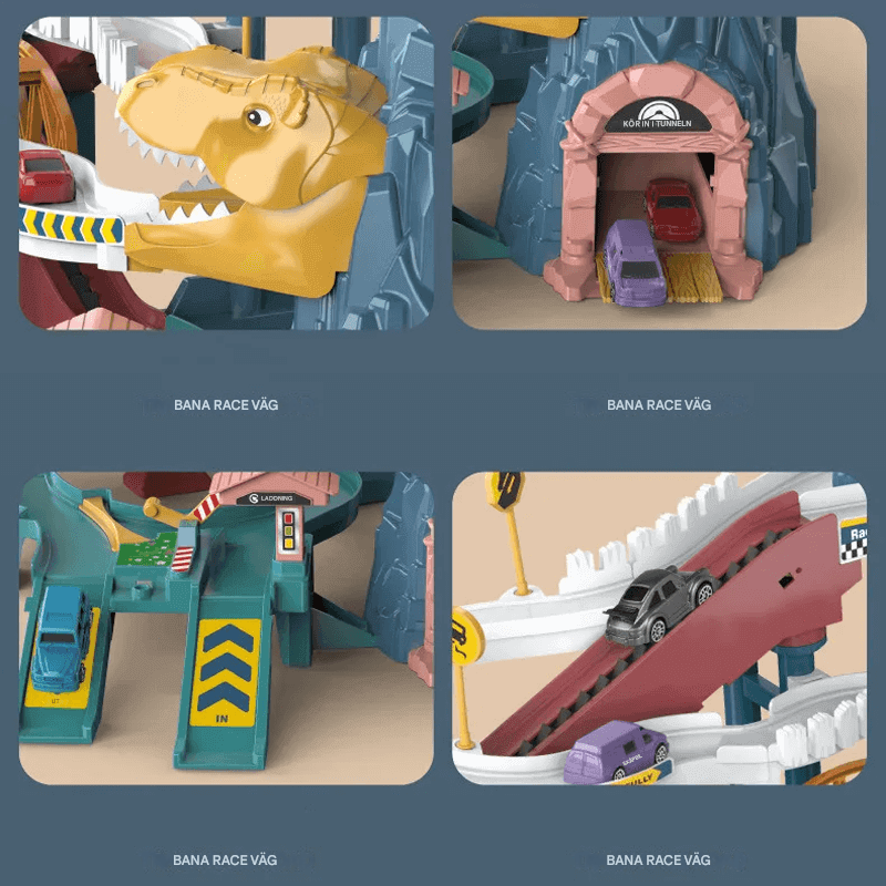 Dinosaurier-Eisenbahnpark-Spielzeugset - Kreative, baubare Strecke mit dynamischen Autos für Kinder
