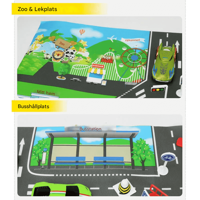 Urban inspirierte Spielmatte - Roadmap Poster für kreatives und pädagogisches Spielen