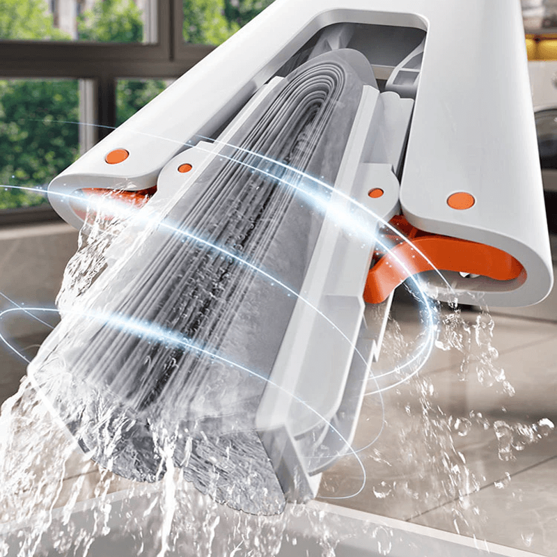 Selbstdrückender Mopp mit Teleskopstiel - Zusammenklappbarer Baumwollmopp für effektive Bodenreinigung & Trocknen