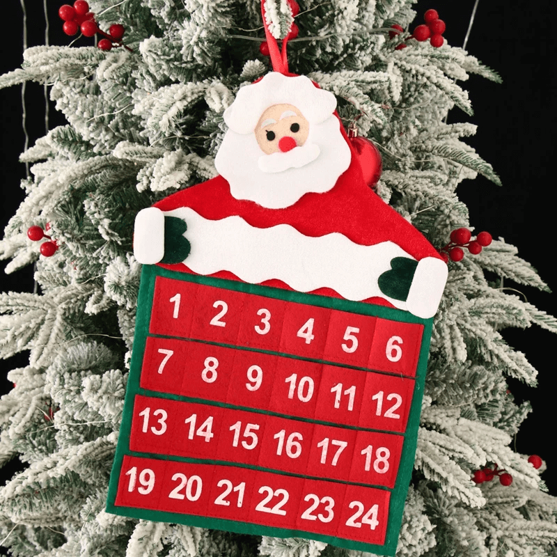 Stoff-Adventskalender Countdown - Weihnachtsmann 24 Tage