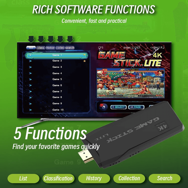 Kabellose Retro-Spielkonsole mit 20.000 klassischen Spielen, 4K TV Game Stick