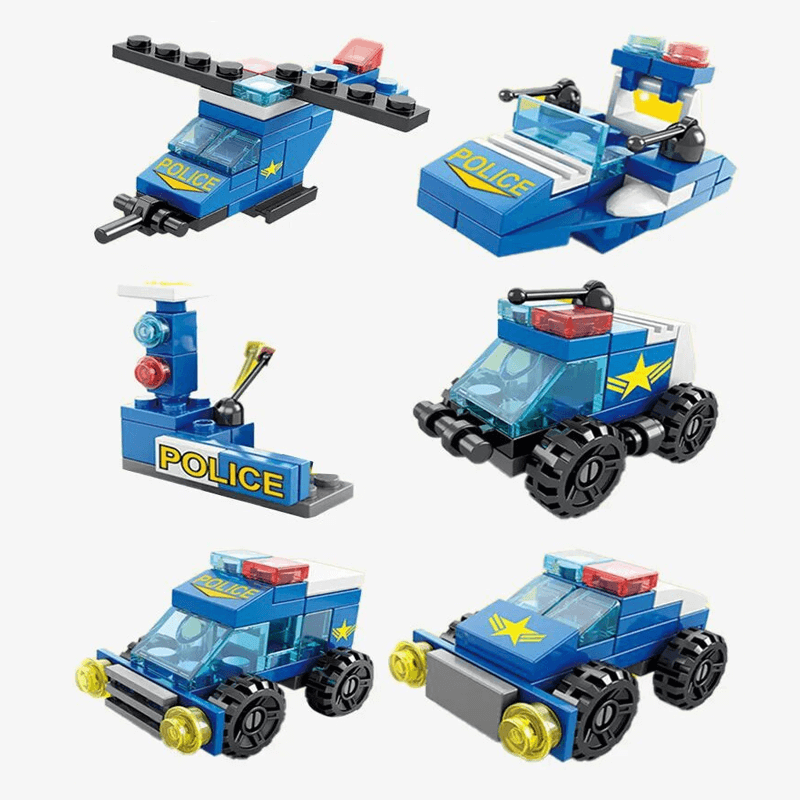 Intelligence Building 6 in 1 Bauklötze - Feuerwehrauto, Polizeiauto und Technikfahrzeug