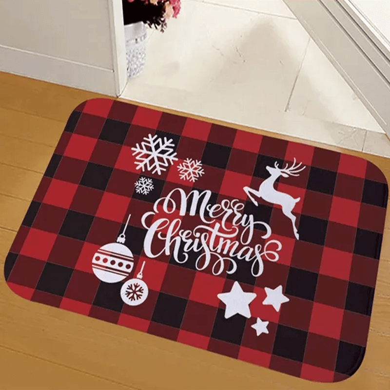 60x40 cm Willkommensflanell-Weihnachtsteppich - Frohe Weihnachten, Weihnachtsmann, Stern, Rentier