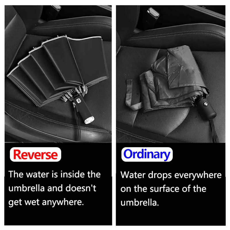 Faltbarer Regenschirm mit LED-Taschenlampe