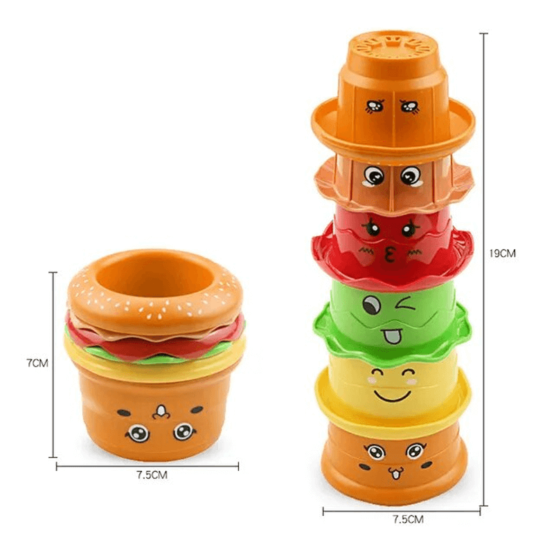 Stacking Cups für Baby & Kleinkinder | Buntes Badespielzeug aus Kunststoff - Sensorisches Spielen ab 6+ Monaten