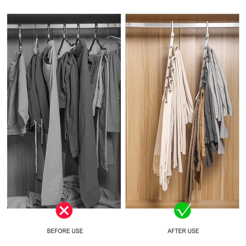 6-in-1 Edelstahl faltbarer Hosenständer | Multifunktionaler Kleiderbügel für die Garderobe & Reisen - Sparen Sie Platz mit einstellbaren Lagern