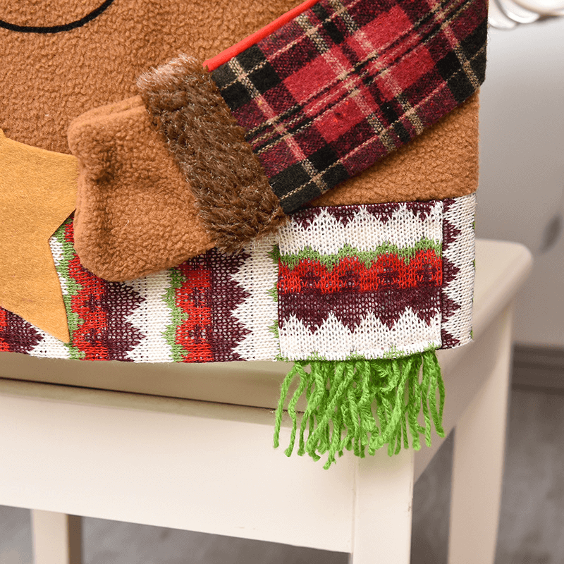 3x weihnachtliche Deko-Stuhlbezüge für die Rückenlehne 48x54cm - Weihnachtsmann, Schneemann, Rentier