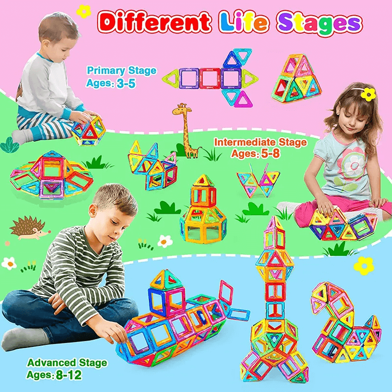 Magnetische Bauklötze - Montessori Magnetische Sets für kreatives Spielen, Bauen und Lernen, perfektes Lernspielzeug für Kinder