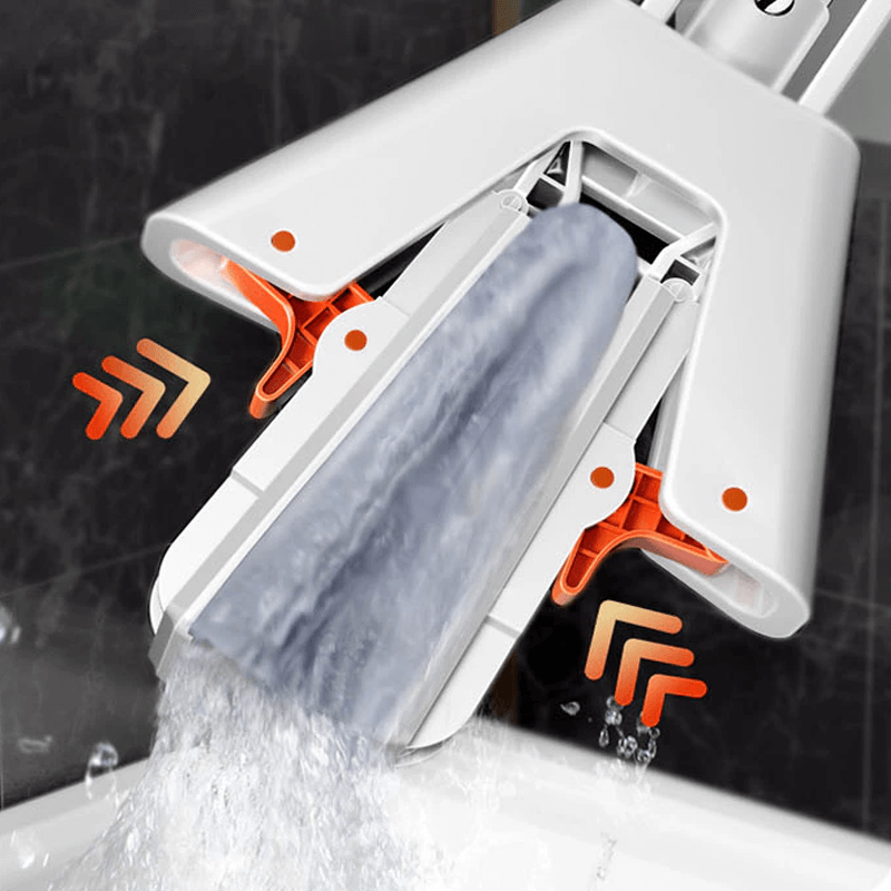 Selbstdrückender Mopp mit Teleskopstiel - Zusammenklappbarer Baumwollmopp für effektive Bodenreinigung & Trocknen