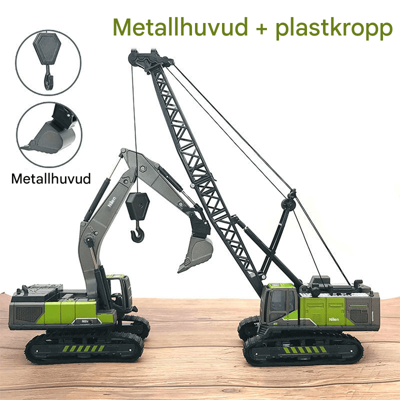 Baufahrzeug Spielzeug 1:50 - Nachgebildeter Bagger, Kran und LKW mit beweglichen Gelenken