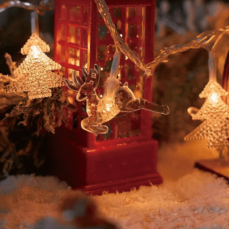 1,5-3m weihnachtliche LED-Lichterkette, Weihnachtslichterkette - Schneeflocken, Rentier, Stern, Weihnachtsbaum